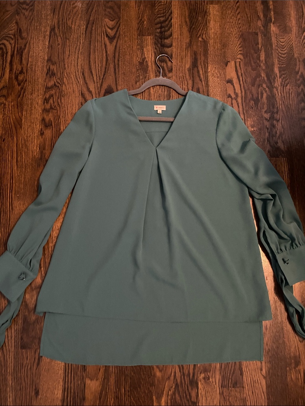 Daniel Cremieux Teal Layered V-Neck Blouse